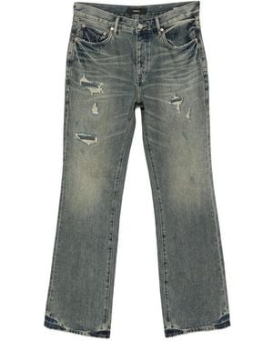 Purple Brand Distressed Paisley-Patch Bootcut Jeans - Grey