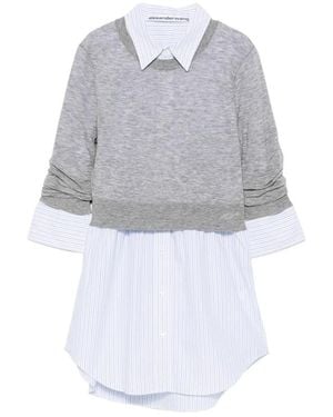 Alexander Wang Layered-Design Logo-Embroidered Jumper - White