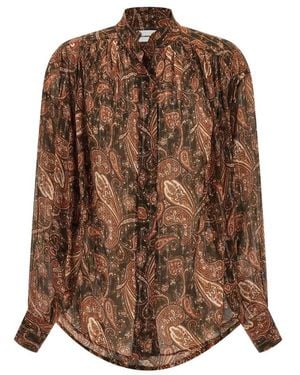 ANDAMANE Rania Paisley-Print Lam Shirt - Brown