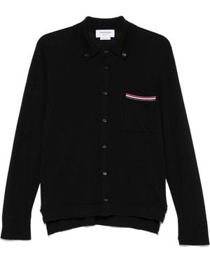 Thom Browne Rwb-Stripe Virgin Wool Cardigan - Black