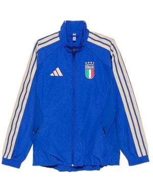 adidas Logo-Print Striped Jacket - Blue