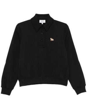 Maison Kitsuné Polo-Collar Buttoned Sweater - Black