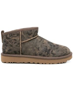 UGG Classic Ultra Mini Leopard-Print Ankle Boots - Brown