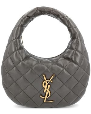 Saint Laurent Icarino Quilted-Leather Tote Bag - Grey
