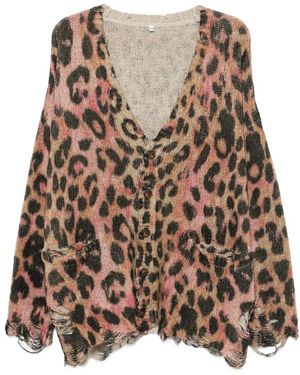 R13 Leopard-Print Cardigan - Brown