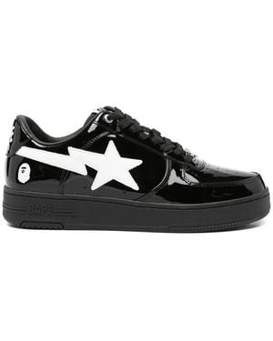 A Bathing Ape Bape Sta Leather Sneakers - Black