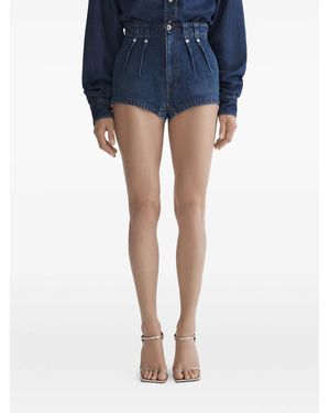 Mugler Pleated Mini Shorts - Blue