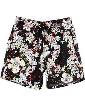Palm Angels Floral-Print Swim Shorts - Black