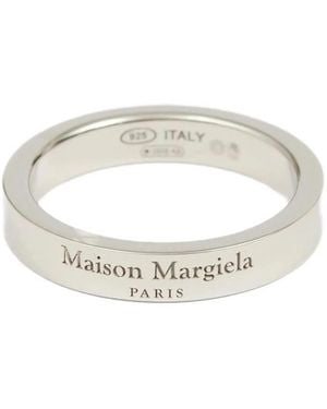 Maison Margiela Engraved-Logo Band Ring - Metallic