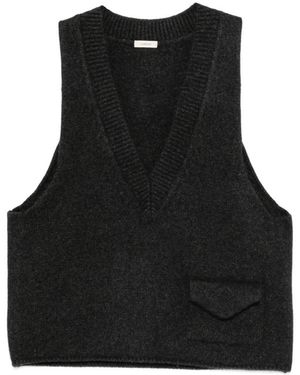 LAMRONS V-Neck Flap-Pocket Vest - Black