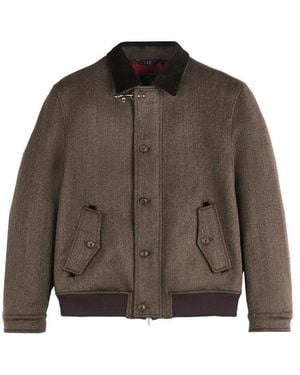 Fay Corduroy-Collar Lobster-Clasp Bomber Jacket - Brown