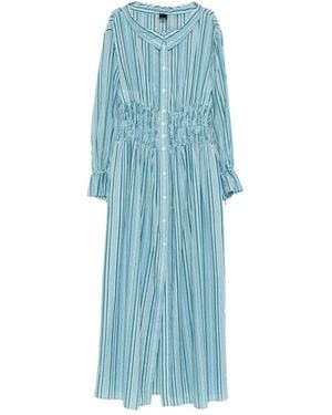 Pinko Striped Dress With Button Fastening - Blue