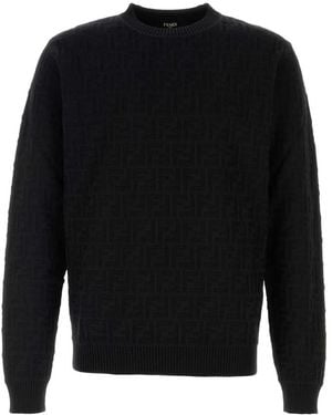 Fendi Ff-Pattern Cotton Jumper - Black