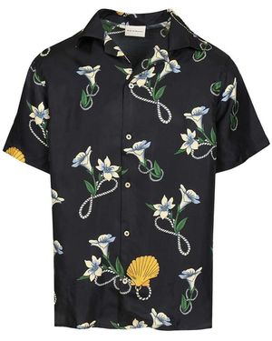 Drole de Monsieur Shell Floral Silk Shirt - Black