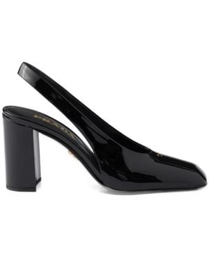 Prada Patent-Leather Slingback Pumps - Black