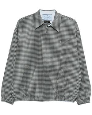 Prada Check-Pattern Zip-Fastening Jacket - Grey