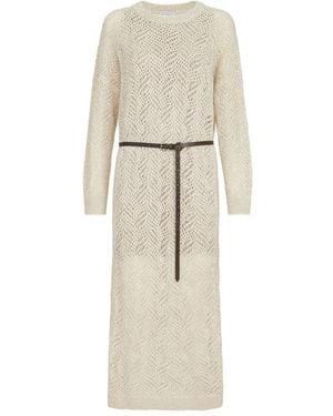 Brunello Cucinelli Open-Knit Mohair-Blend Dress - Natural