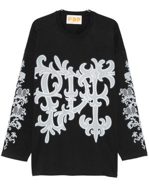PDF Graphic-Print Long-Sleeve T-Shirt - Black