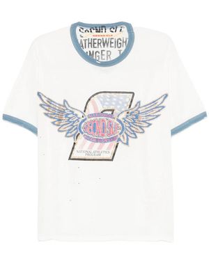Secnd Slf Graphic-Print Ringer T-Shirt - White