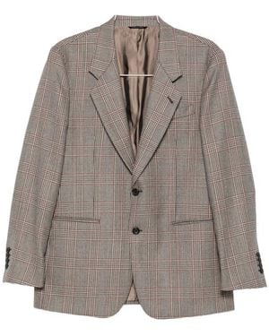 Reveres 1949 Prince Of Wales Check Single-Breasted Blazer - Brown