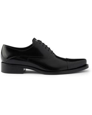 Prada Brushed Leather Lace-Up Shoes - Black