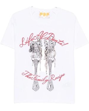 PDF Graphic-Print Raglan-Sleeve T-Shirt - White