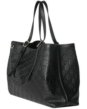Gucci Large Gg-Emblem Shoulder Bag - Black