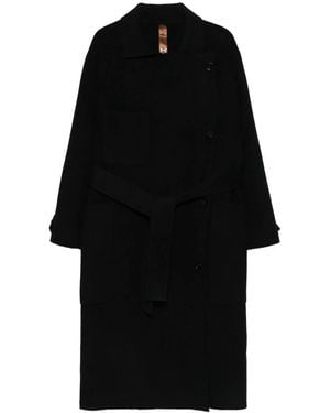 GLOX Belted Patch-Pocket Coat - Black