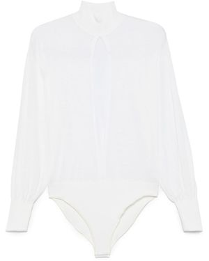 Alaïa Fine-Knit Bodysuit - White