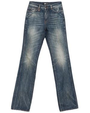 Amiri Monogram-Charm Whiskered Straight-Leg Jeans - Blue