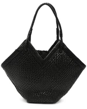 IBELIV Medium Trinity Woven-Leather Tote Bag - Black