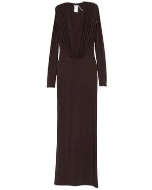 Amazuìn Rasha V-Neck Ruched Maxi Dress - Brown