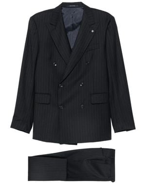 Tagliatore Pinstripe Double-Breasted Suit - Black