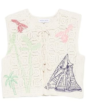 Maison Labiche Piver Crochet Embroidered Gilet - White