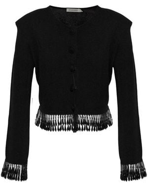 By Malene Birger Beaded-Fringe Cardigan - Black
