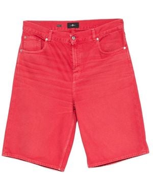 7 For All Mankind Buttoned Denim Shorts - Red