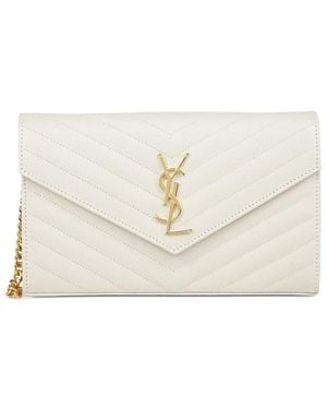 Saint Laurent Cassandre Wallet-On-Chain - White