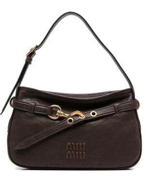 Miu Miu Logo-Embossed Buckle-Strap Shoulder Bag - Black