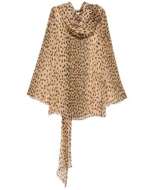 Cult Gaia Beaux Cheetah-Print Hooded Blouse - Natural