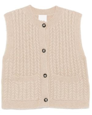 Allude Cable-Knit Button-Up Cardigan - Natural