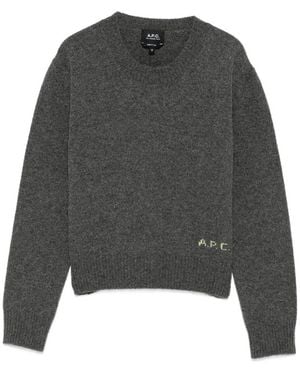 A.P.C. A. P.C. Logo-Knit Crew-Neck Sweater - Gray