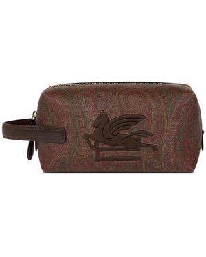 Etro Pegaso Embroidery Arnica Pouch - Brown