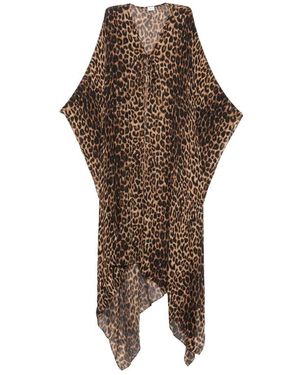 Saint Laurent Leopard-Print Silk Cape - Brown