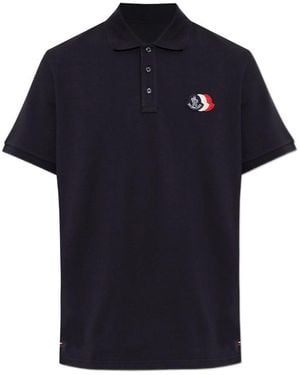 Moncler Logo-Patch Short-Sleeve Polo Shirt - Blue
