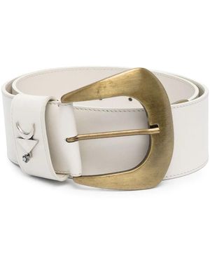 Inan Metallic-Tip Leather Belt - Natural