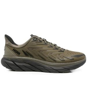 Hoka One One Clifton Utl Logo-Print Panelled Trainers - Green
