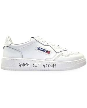 Autry Medalist Slogan-Print Leather Sneakers - White