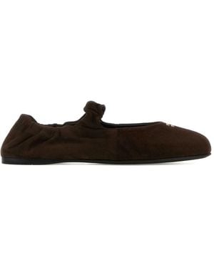 Miu Miu Ruches Suede Ballerinas - Black