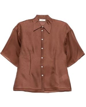 BITE STUDIOS Verse Short-Sleeved Buttoned Shirt - Brown