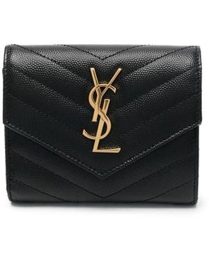 Saint Laurent Monogram Compact Tri-Fold Wallet - Black